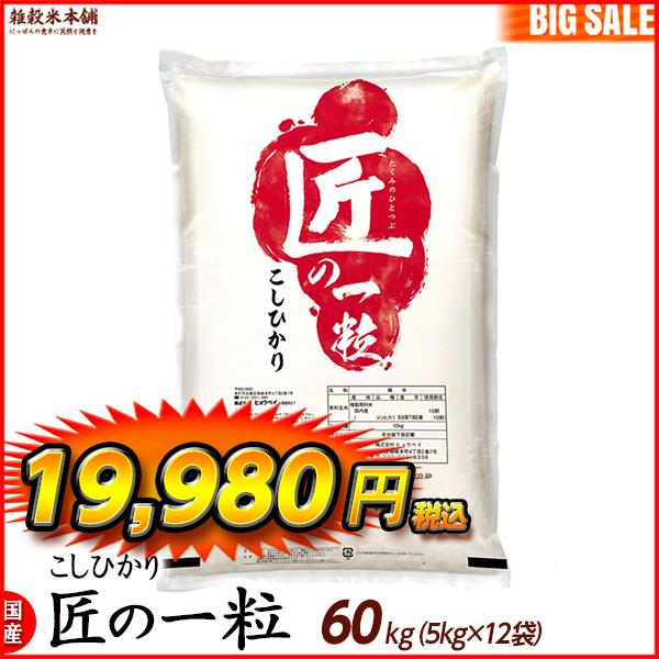 匠の一粒 コシヒカリ 60kg(10kg×6袋) 国産 国産コシヒカリ100％ ＼セール／