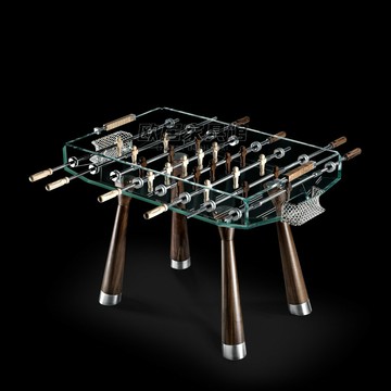 【台灣公司 可開發票】胡桃木桌上足球桌高端中式風玻璃桌上足球機娛樂場所透明娛樂桌