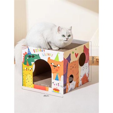 貓抓板耐磨不掉屑雙層貓窩紙箱磨爪器貓咪鉆洞玩具瓦楞紙磨爪用品