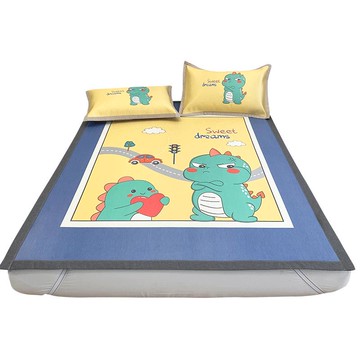 冰絲涼席三件套家用冰絲席單人學生宿舍席子1.5米可水洗折疊夏季2