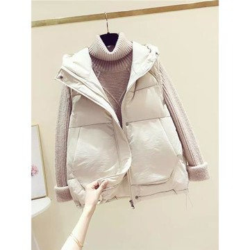 羽絨棉衣馬甲外穿女款2025年秋冬季新款短款連帽背心馬夾棉服外套