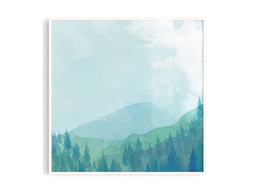 綠光6丨插畫/掛畫/海報/台灣製/原木畫框/尺寸可客製