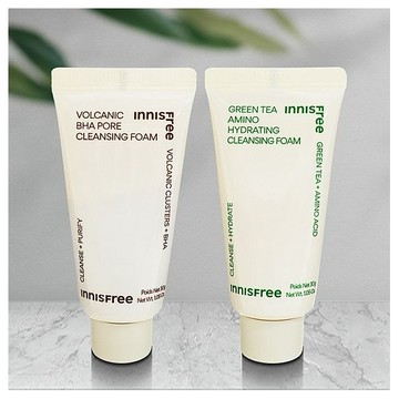 韓國 Innisfree~火山泥毛孔調理／綠茶保濕胺基酸 潔面乳(30g) 款式可選
