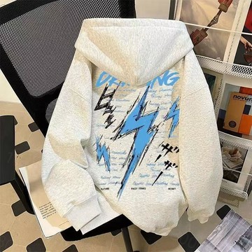 【現貨！當天發】美式復古帽t 閃電連帽衛衣 純棉重磅帽踢 oversize寬鬆版衛衣 秋冬内刷毛大學t 美式外套