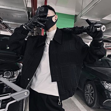 潮牌痞帥炸街夾克男潮流華夫格休閑外套男裝2024新款秋季潮男褂子