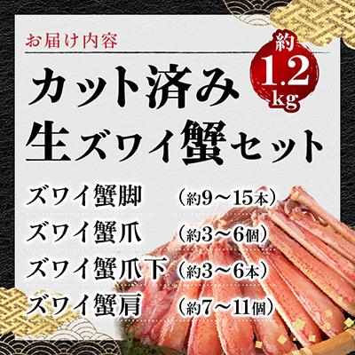 ふるさと納税 岸和田市 生ずわい蟹セット(カット済み)1.2kg