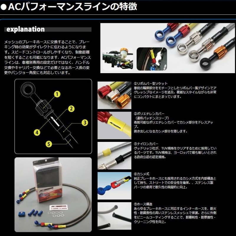 GSXR1000 12-13 メッシュ ブレーキホース フロント ACパフォーマンス アクティブ 32251563 | LINEショッピング