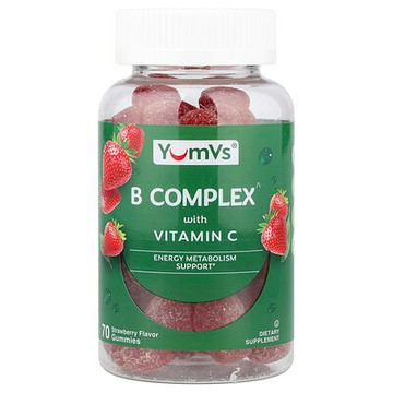 YumVs, 含維生素 C 的 B 族維生素複合物軟糖，草莓味，70 粒