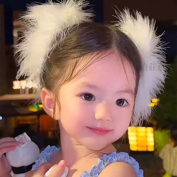 🍭秋冬新品🍭超仙羽毛仙氣髮卡頭飾仙女髮夾毛毛白色拍照新款側邊高級漢服髮飾