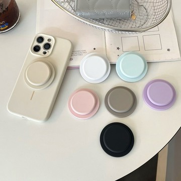 韓系小衆磨砂純色硅膠磁吸手機支架 適用MagSafe強力吸附桌面懶人支架