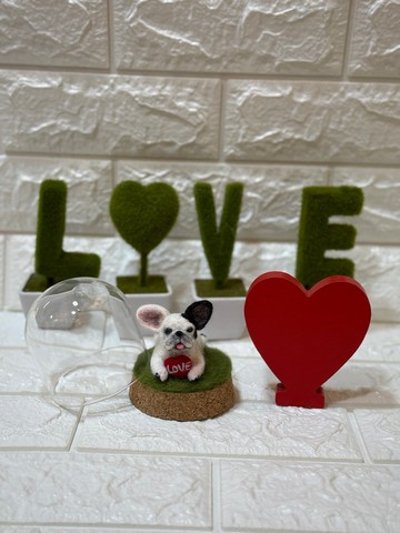 羊毛氈Q版法虎犬迷你玻璃瓶