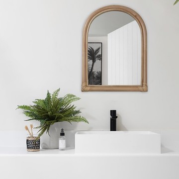 久伴新款北歐ins復古藤編洗漱化妝鏡桌面貼墻裝飾民宿家居裝飾鏡