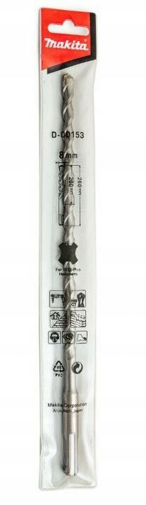 MAKITA 牧田 D-00153 四溝二刃 四溝鑽頭 8*260 配件 水泥 鑽頭 鑽尾 四溝 免出力 兩刃