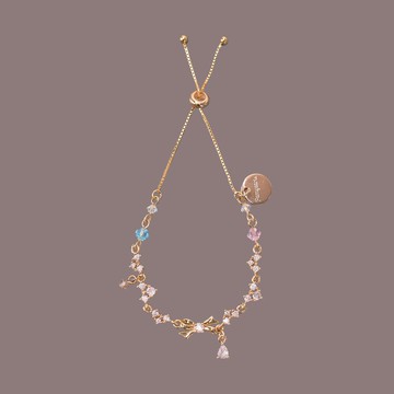 朝露鋯石鍍金純銀伸縮手鏈