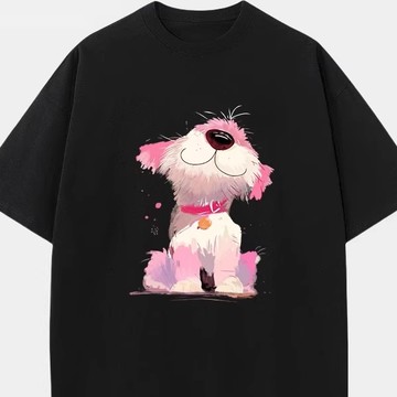 S~XL 粉紫彩虹傲嬌小狗 純棉 短T 情侶T【Y1183】MIT 情侶裝 短袖T恤 班服 加大尺碼 男女可穿 班服