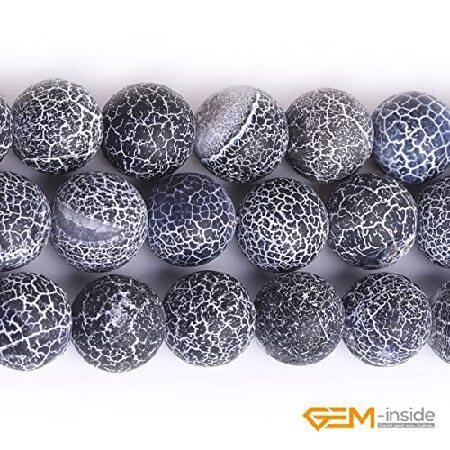 GEM-Inside Black Agate Gemstone Loose Beads 12mm Round Frost Energy Stone Power Beads for Jewelry Making 15