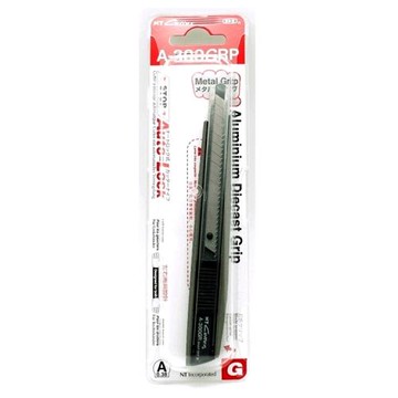 日本製NT Cutter金屬刀身美工刀 細工刀A-300GRP(自動鎖定;齒槽密適45度和30度刀片;刀軌方向無限制;附折刃器)切割刀