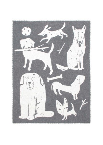 MATTI PIKKUJÄMSÄ合作款羊毛毯 (狗狗集會 灰/小)