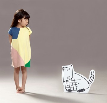 Comoyo-方格拼接色塊洋裝(2色)