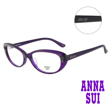 ANNA SUI 日本安娜蘇 金屬時尚水鑽薔薇造型眼鏡(紫)AS622-705