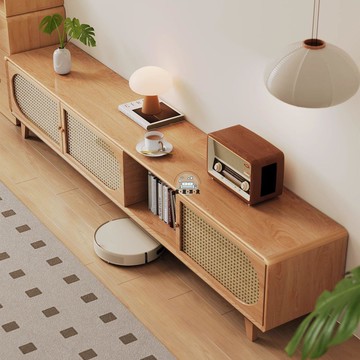 工廠現貨 可開發票 電視櫃 儲物櫃 小戶型電視櫃2025新款客廳家用藤編電視櫃現代簡約茶幾電視櫃組合全館折扣 售後保障 可開發票 年底鉅惠 5m118