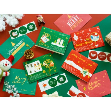 🍋檸檬青🍋聖誕節日禮物祝福卡片清倉現貨聖誕節快樂系列4款書籤吊墜+賀卡+信封+封口貼手帳裝飾素材
