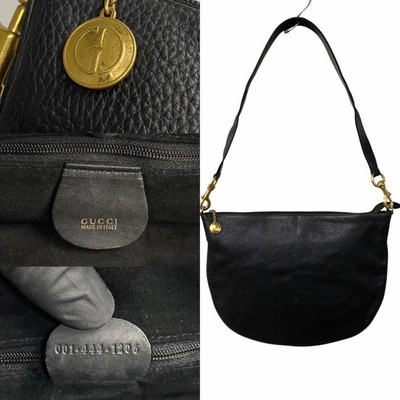 GUCCI オールドグッチ オールレザー 縦型 ショルダーバッグ サコッシュ 黒 極 美品 GUCCI オールドグッチ グッチ ヴィンテージ オール