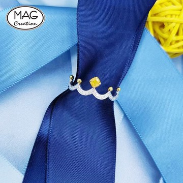 黃鑽系列 | 18K白金天然鑽石小皇冠戒指