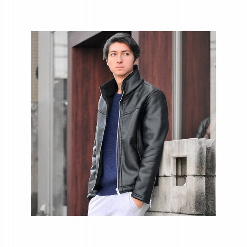 レザージャケット メンズ 合皮 暖かい 冬 秋 ベージュ アイボリー ブラック 黒 M L ムートン ライダース フェイクレザー 裏ボア Evolution Hk エイチケー 通販 Lineポイント最大0 5 Get Lineショッピング