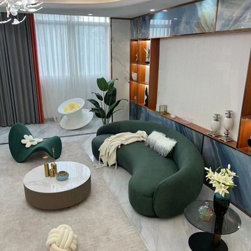 免運 沙發 弧形沙發 客廳沙發 接待沙發 休閒區沙發 服裝店沙發 月亮腰果沙發簡約美容院接待布藝現代弧形奶油風小戶型客廳家用