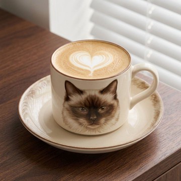 田園風陶瓷杯套裝咖啡杯碟早餐杯子馬克杯家用茶杯水杯可愛貓咪居家飲品 萌趣造型 餐桌書桌百搭裝飾兼實用馬克杯 可愛馬克杯