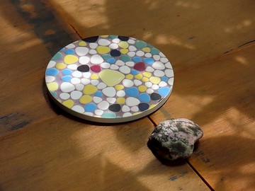 彩色蛋形馬賽克磁磚杯墊