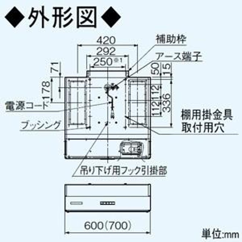 パナソニック 浅形レンジフード ターボファンタイプ 局所換気専用 角ダクト接続形 60cm幅 排気口寸法300×110mm FY-60HF4 |  LINEブランドカタログ