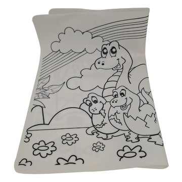 食品級矽膠畫畫餐墊  40 x 30cm  可愛恐龍 白色  1組