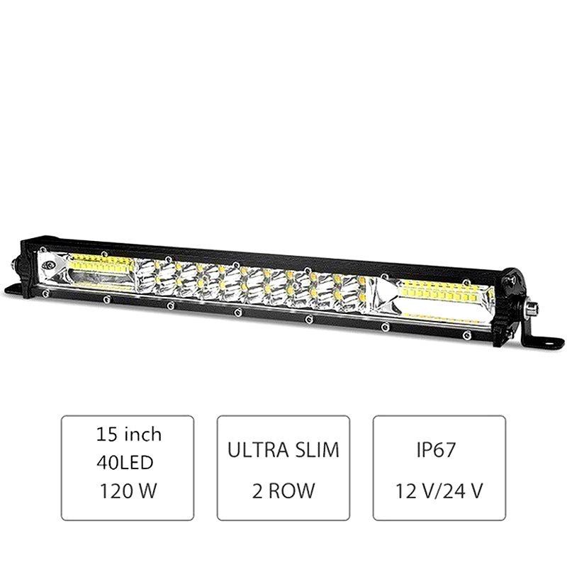 ワークライト LED 40連 ライトバー 120w 34cm 15インチ 高輝度 ...