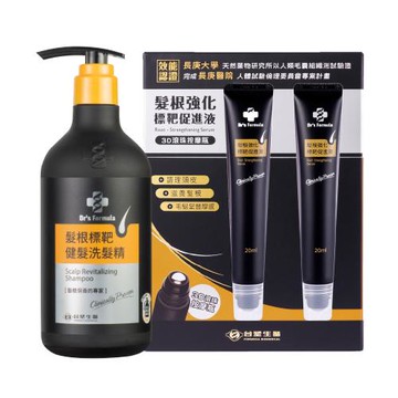 《台塑生醫》Drs Formula髮根標靶健髮洗髮精580gx1+髮根強化標靶促進液滾珠瓶20ml(2入/盒)x1