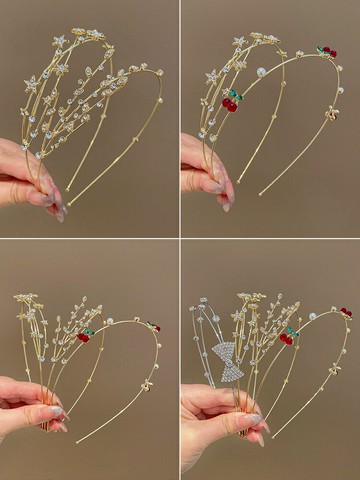 櫻桃珍珠水鉆樹葉頭箍五角星蝴蝶結頭飾發箍網紅2022年新款發卡女