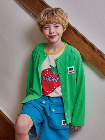 Terry Polyester Spandex Cardigan [Green]