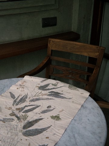 植物印染草木染天然染竹節棉餐墊枱布茶席