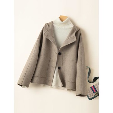 羊蔥短款修身百搭毛呢外套大衣