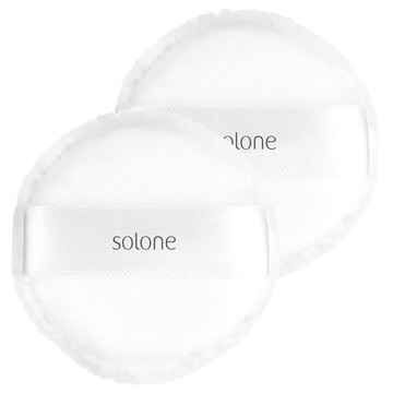 Solone 台灣公司貨 訂製雙面兩用粉撲 日本立絨/植絨  2個  白色