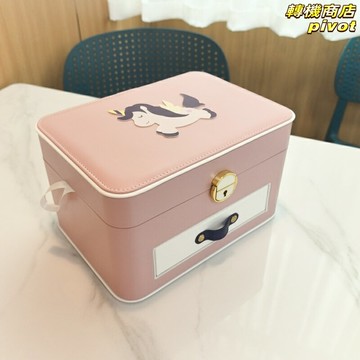 【帶鎖防塵】首飾盒 珠寶盒 收納盒 首飾收納 桌面收納 雙層抽屜式 PU皮革 獨角獸小馬造型 少女心禮物 家用臥室