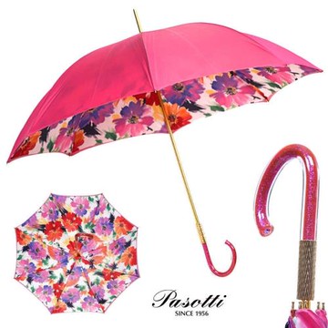 意大利Pasotti閃光系列粉色紫粉珠光亮片把手花朵晴雨傘遮陽傘