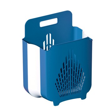 多功能摺疊收納洗衣籃 附掛鈎  大  澗石藍  1個