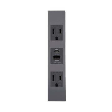 EZ CHARGER 國際牌(R)省空間三孔灰色面板-磐石36W USB(A+C)+磐石AC安全插座x2