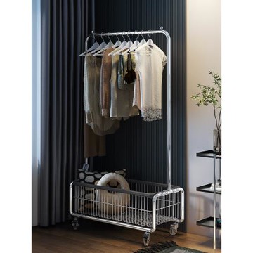 衣架落地家用高級感帶籃掛衣架輕奢網紅衣帽架可移動掛衣服置物架