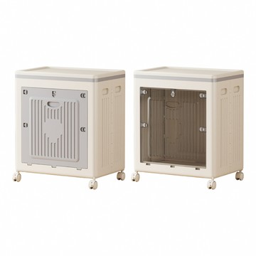 【好氣氛家居 】58CM多功能雙開門摺疊帶輪置物收納箱/收納櫃(置物櫃 收納架 層架)灰色