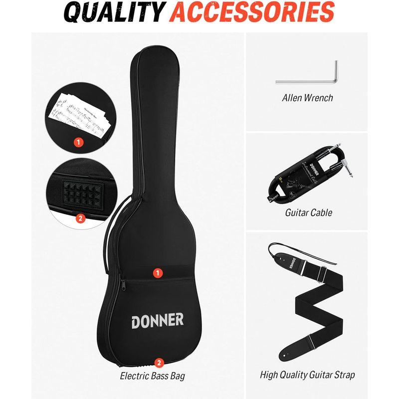Donner エレキギター 初心者セット LPタイプ 39インチ フルサイズ ポプラ材 HHピックアップ配列 専用ケース ストラップ シール