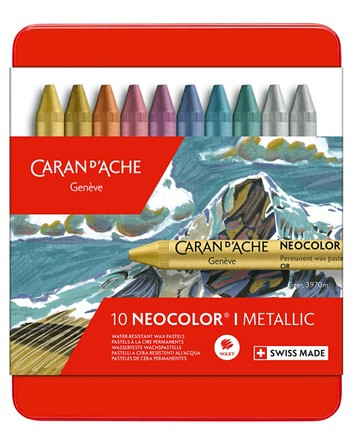 瑞士 CARAN D'ACHE 卡達 NEOCOLOR™ I專業級油性蠟筆10色 金屬色 7004.310【APP滿額下單10%點數(單一帳號最高5000點)】1/31止