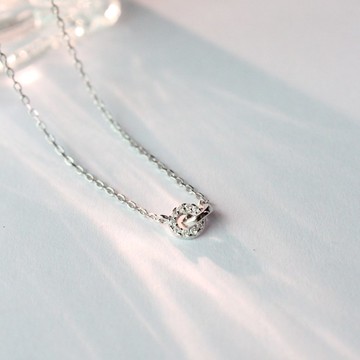 【換季推薦】迷你鋯鑽雙圈純銀項鍊 輕珠寶感鎖骨鍊